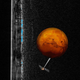 Impresión artística de la sonda usando su radar sobre el polo sur marciano.